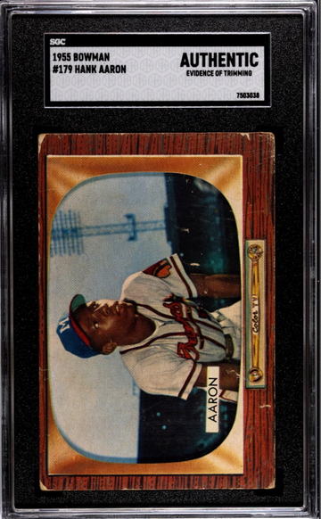 1955 Bowman Hank Aaron #179 Authentic Evidence of Trimming