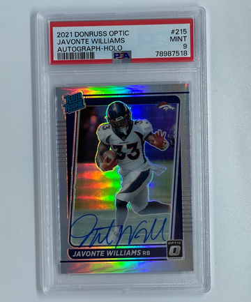 2021 Donruss Optic Javonte Williams Holo Auto /125 PSA 9