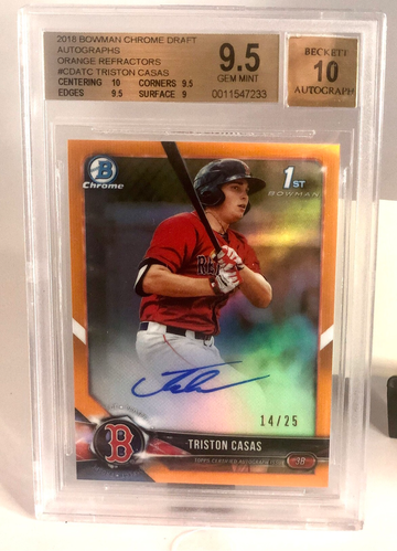 Triston Casas 2018 Bowman Chrome Orange 1st Auto /25!