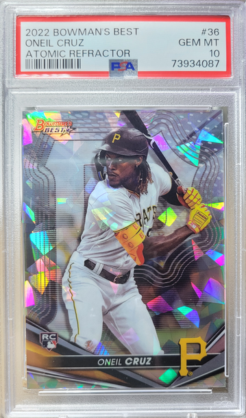 2022 Bowman's Best Oneil Cruz Atomic Refractor PSA 10