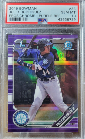 2019 Bowman Julio Rodriguez Chrome Purple Refractor PSA 10