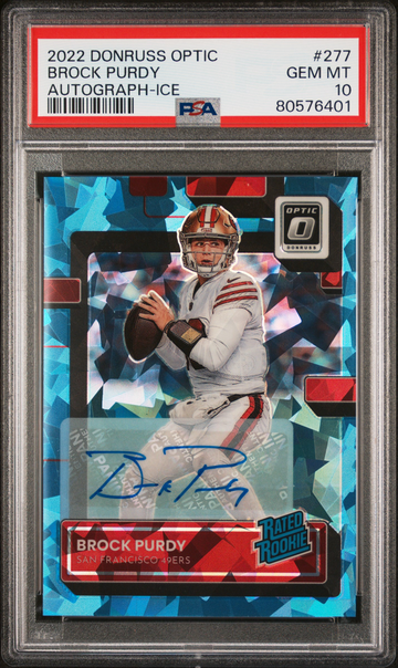 2022 Donruss Optic Brock Purdy Autograph-Ice PSA 10