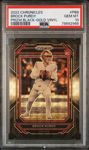 2022 Panini Chronicles Brock Purdy Gold Vinyl PSA 10