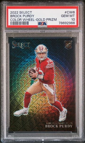 2022 Panini Select Brock Purdy Color Wheel Gold Prizm PSA 10