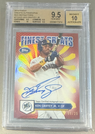 2014 Finest Greats Autographs Ken Griffey Jr. Red Refractor BGS 9.5