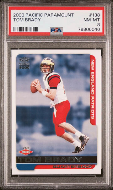 2000 Pacific Paramount Tom Brady Rookie PSA 8