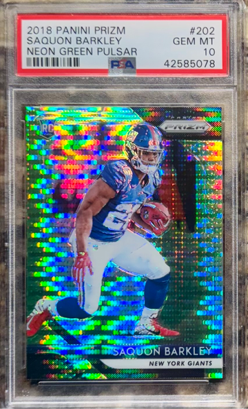 2018 prizm saquon barkley neon green pulsar psa 10 RC