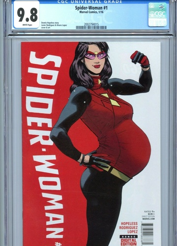 SPIDER-WOMAN 1 CGC 9.8 WHITE PAGES PREGNANT MARVEL 2016