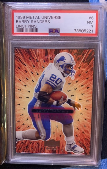 1999 Metal Universe Barry Sanders Linchpins PSA 7