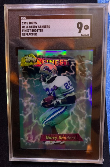 1995 Topps Finest Barry Sanders Finest Boosters Refractor SGC 9