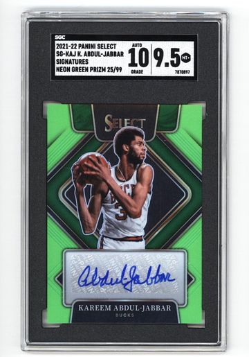 2021-22 Select Kareem Abdul-Jabbar Signatures Neon Green Prizm Auto /99