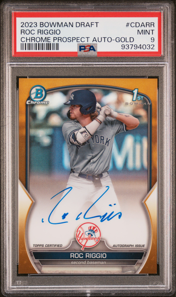 2023 Bowman Draft Chrome Roc Riggio 1st Bowman Gold Auto 50/50 PSA 9
