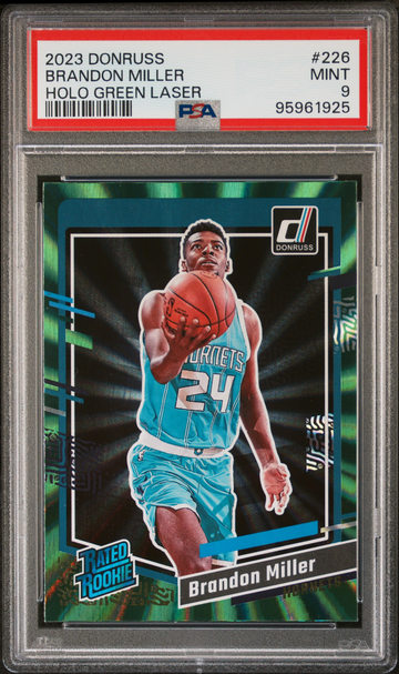 2023 Donruss Brandon Miller Rated Rookie Holo Green Laser PSA 9