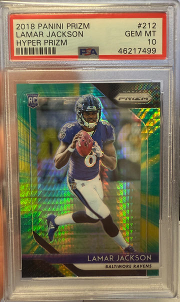 2018 Prizm Lamar Jackson Hyper Prizm 112/275 PSA 10