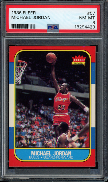 1986 Fleer #57 Michael Jordan Rookie PSA 8