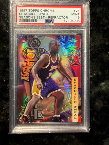 1997 Topps Chrome Seasons Best Refractor Shaquille O'Neal #21 PSA 9