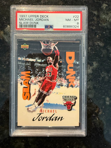 1997 Upper Deck Slam Dunk Michael Jordan #22 PSA 8