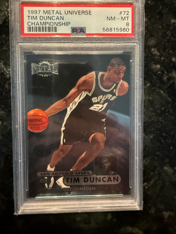 1997 Metal Universe Tim Duncan Championship #72 PSA 8