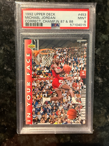 1992 Upper Deck Michael Jordan Correct, Champ in 87 & 88 #453 PSA 9