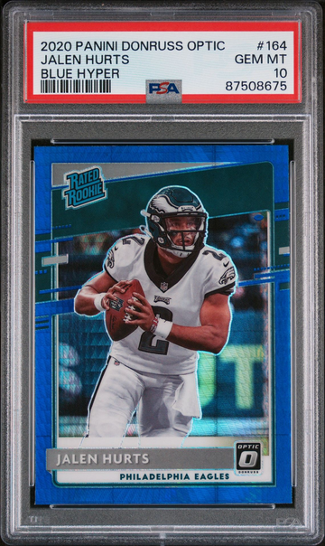 2020 Panini Donruss Optic #164 Jalen Hurts Blue Hyper Rookie RC PSA 10 Gem Mint
