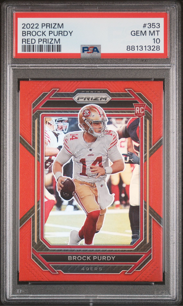 2022 Panini Prizm Retail Red Brock Purdy PSA 10 #353 Rookie RC SSP Gem Mint