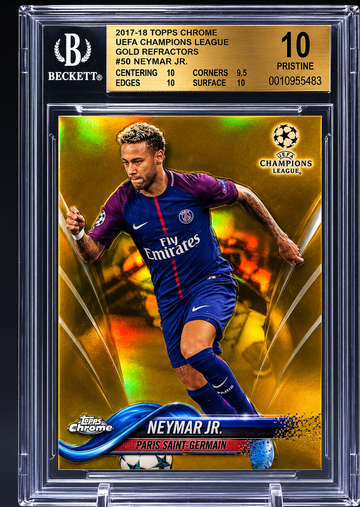 🌟 2017 Topps Chrome Gold Neymar /50 BGS 10 (Pop 1) ⚽️