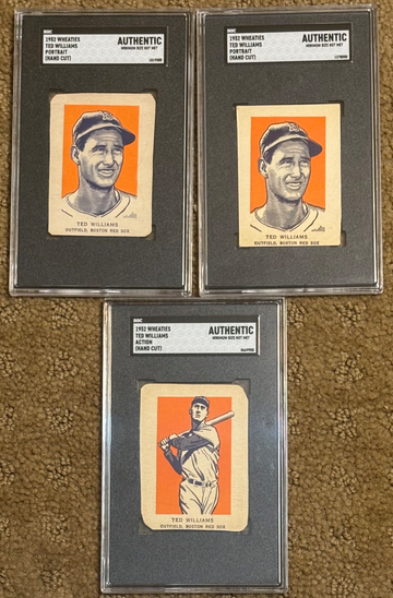 1952 Wheaties Ted Williams Authentic Lot of 3