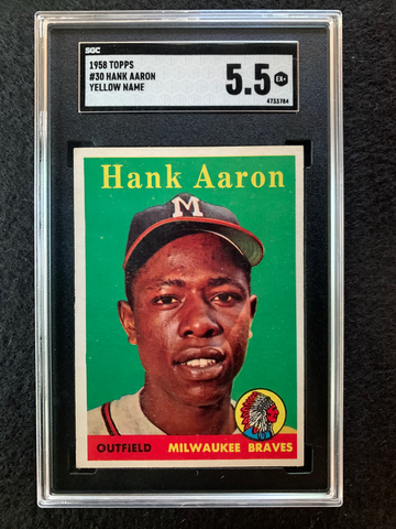 Hank Aaron 1958 Topps #30 Yellow Letter SGC 5.5 Braves HOF