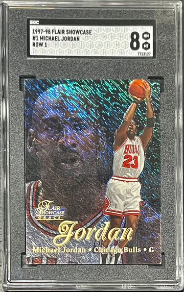 Michael Jordan 1997-98 Flair Showcase Row 1 Card #1 Bulls SGC 8