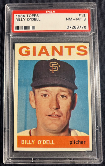 1964 Topps #18, Billy O'Dell, PSA 8 (San Francisco Giants)