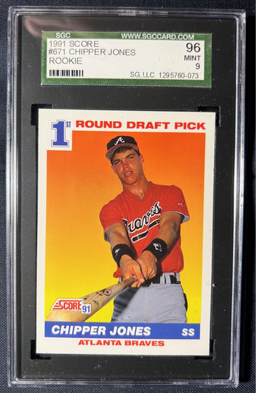 1991 Score #671, Chipper Jones RC, SGC 9 (Atlanta Braves)