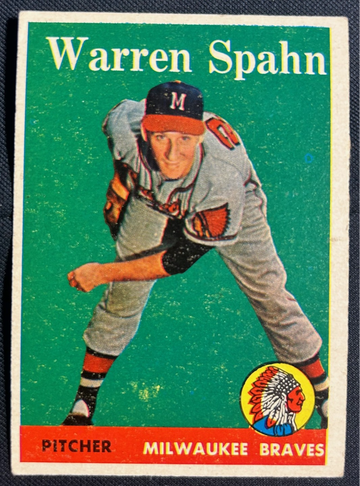 1958 Topps #270, HOF Warren Spahn (Milwaukee Braves) - Ungraded (VG or VG-EX)