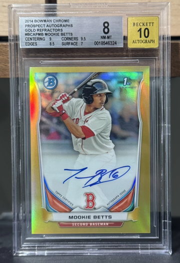 2014 Bowman Chrome Prospects Gold Autograph /50 Mookie Betts BGS 8/10 #BCAPMB