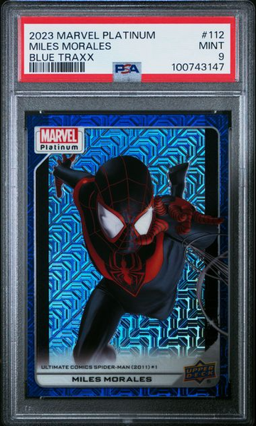 2023 Upper Deck Marvel Platinum Miles Morales Blue Traxx PSA 9