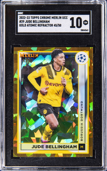 2022-23 Topps Chrome Merlin Jude Bellingham Gold Atomic /50 Refractor SGC 10