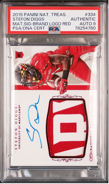 2015 PANINI National Treasures Collegiate Football Stefon Diggs RC 2/2 RPA Auto PSA 9
