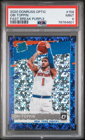2020-21 Panini Optic Rated Rookie RC Fast Break Purple Obi Toppin /95  PSA 9