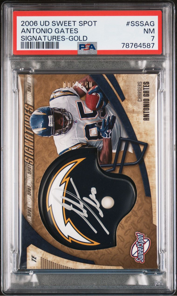 2006 Upper Deck Sweet Spot Antonio Gates Gold Auto /100 PSA 7