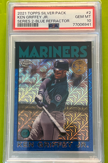 2021 Topps Silver Pack Ken Griffey Jr. series 2 Blue Refractor /150