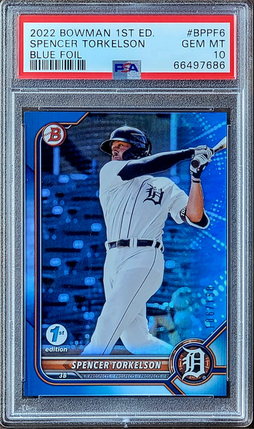 2022 SP SPENCER TORKELSON Topps Bowman 1st Edition BLUE FOIL /150 PSA 10 Rookie