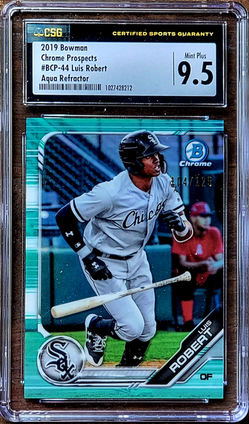 2019 LUIS ROBERT /125 Topps Bowman Chrome AQUA REFRACTOR CSG 9.5/10 Rookie #44