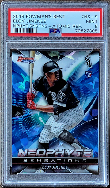 2019 ELOY JIMENEZ Bowman's Best ATOMIC REFRACTOR Neophyte Sensations PSA 9 POP 5
