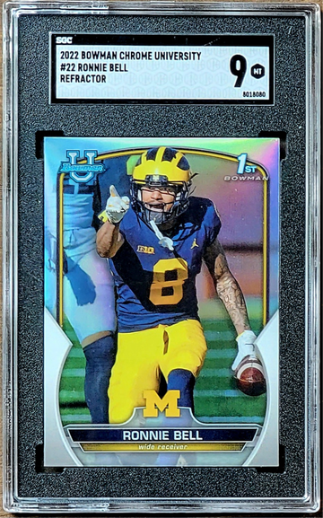 2022 RONNIE BELL Bowman 1st Chrome University SILVER REFRACTOR SGC 9 Rookie #22