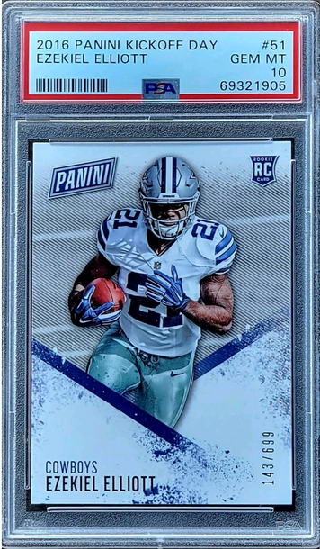 2016 SP /699 EZEKIEL ELLIOTT Panini Kickoff Day PSA 10 ROOKIE RC #51
