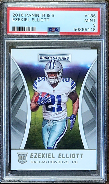 2016 EZEKIEL ELLIOTT Panini Rookies & Stars PSA 9 Rookie RC #186