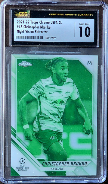 2021-22 CHRISTOPHER NKUNKU SP /225 Topps Chrome UEFA NIGHT VISION REFRACTOR CSG 10 POP 1 #45