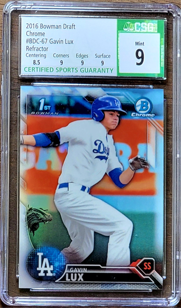 2016 GAVIN LUX Topps Bowman Draft Chrome REFRACTOR CSG 9 Rookie RC #BDC-67