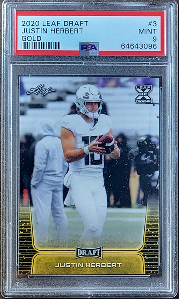 2020 JUSTIN HERBERT Leaf Draft GOLD PSA 9 XRC Rookie RC #3 *LOW POP*