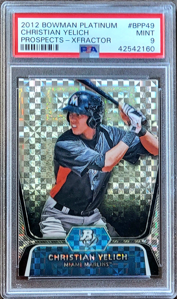 2012 CHRISTIAN YELICH Bowman Platinum Prospects XFRACTOR PSA 9 Rookie #BPP49