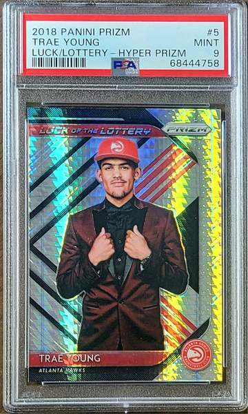 2018 SP TRAE YOUNG Panini HYPER PRIZM Luck Of The Lottery PSA 9 POP 59 Rookie #5